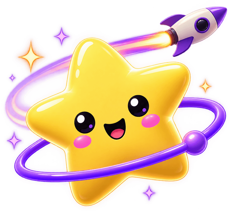 The Starform mascot — a smiling yellow star inside a purple orbital ring